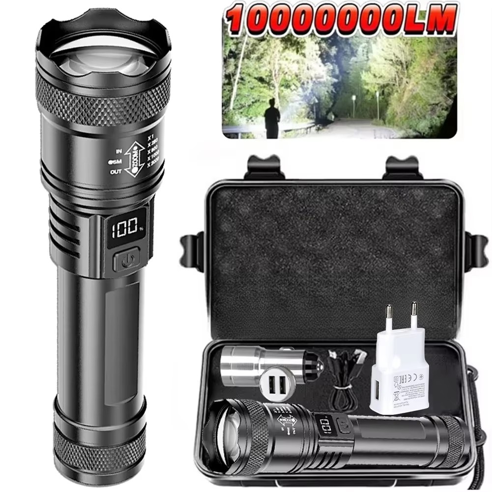 Outdoor Adventure Trips - Akumulatorowa latarka LED z zoomem, wyświetlaczem